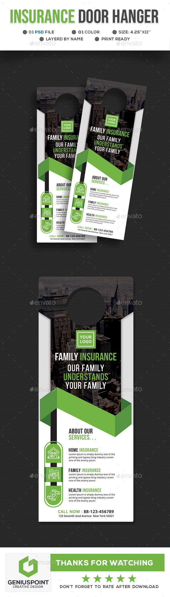 Insurance Door Hanger - Miscellaneous Print Templates