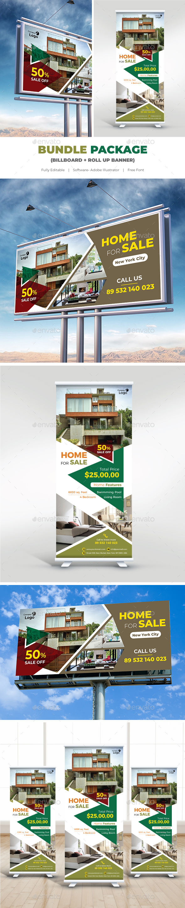 Bundle (Billboard+Roll Up Banner) - Signage Print Templates