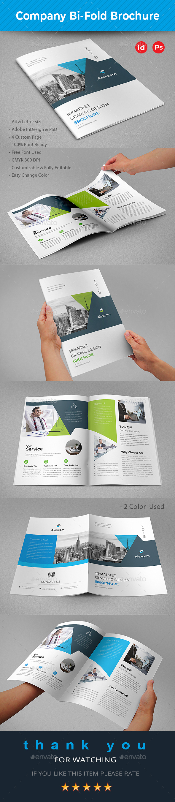Company Bi-fold Brochure - Brochures Print Templates