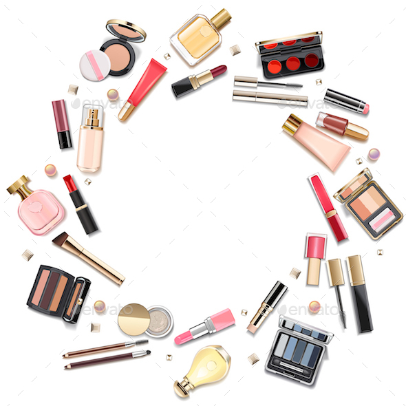 Vector Round Makeup Cosmetics Concept - Commercial / Shopping Conceptual
