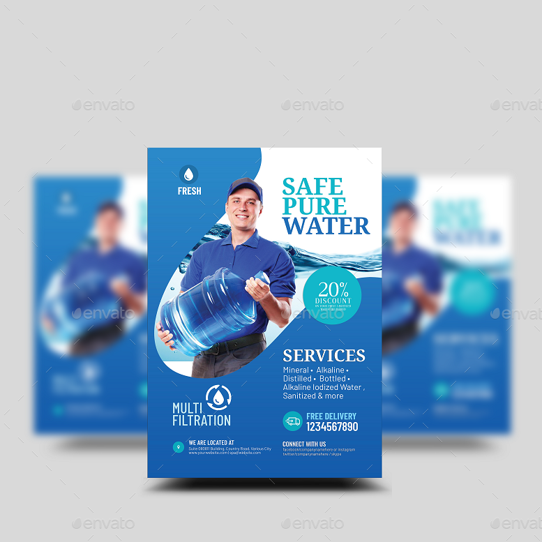 Water Refilling Station Flyer, Print Templates | GraphicRiver