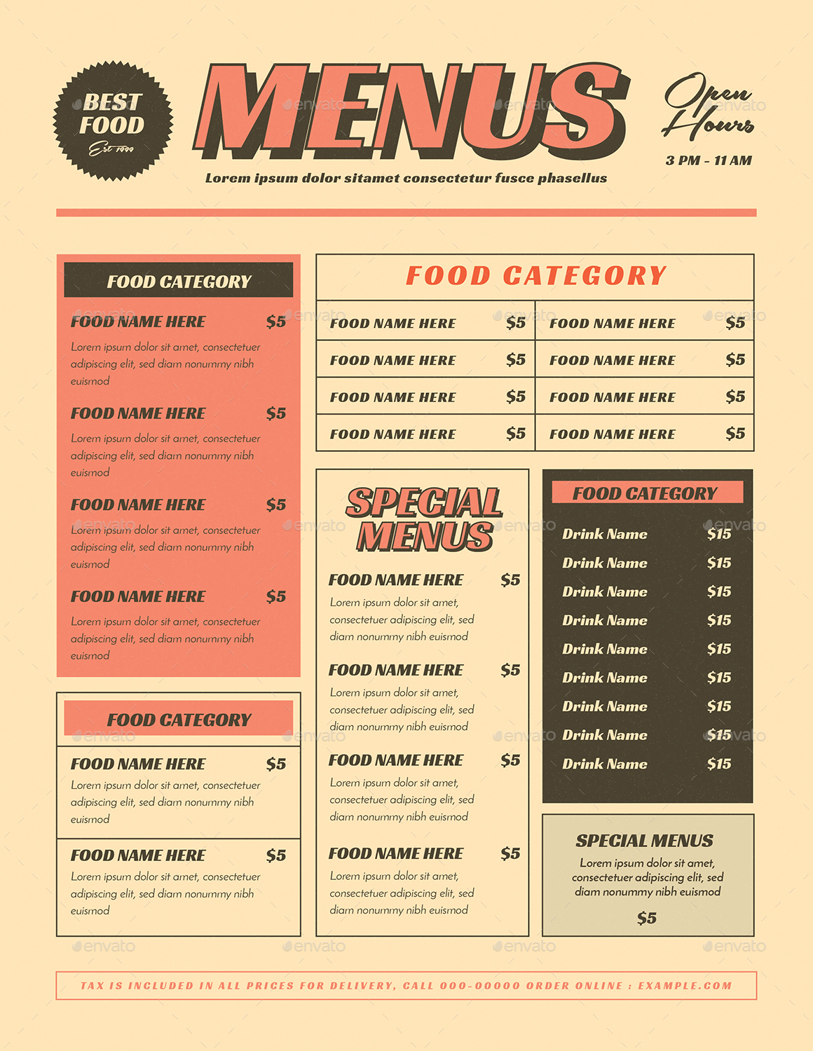 Retro Menus, Print Templates | GraphicRiver