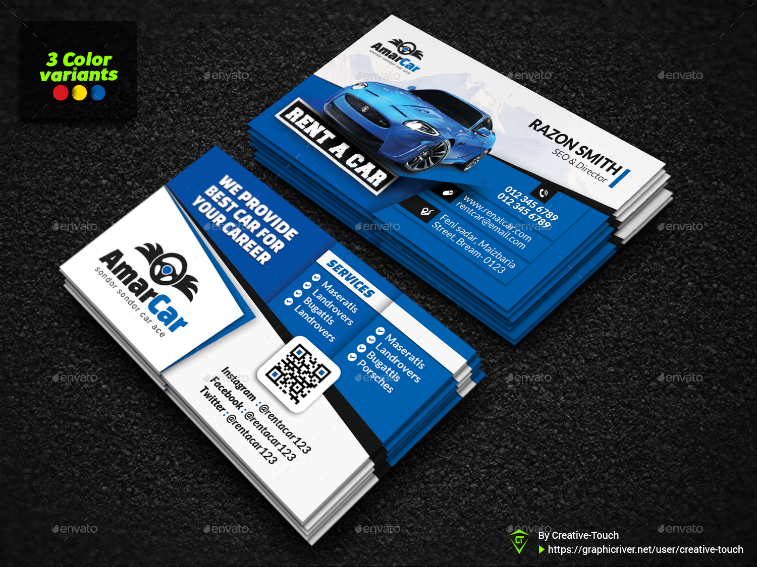 Rent a Car Business Card Templates, Print Templates GraphicRiver