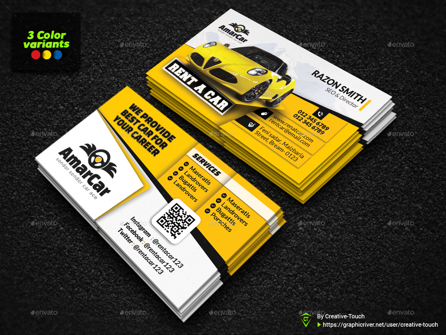 Rent A Car Business Card Templates Print Templates Graphicriver 3189