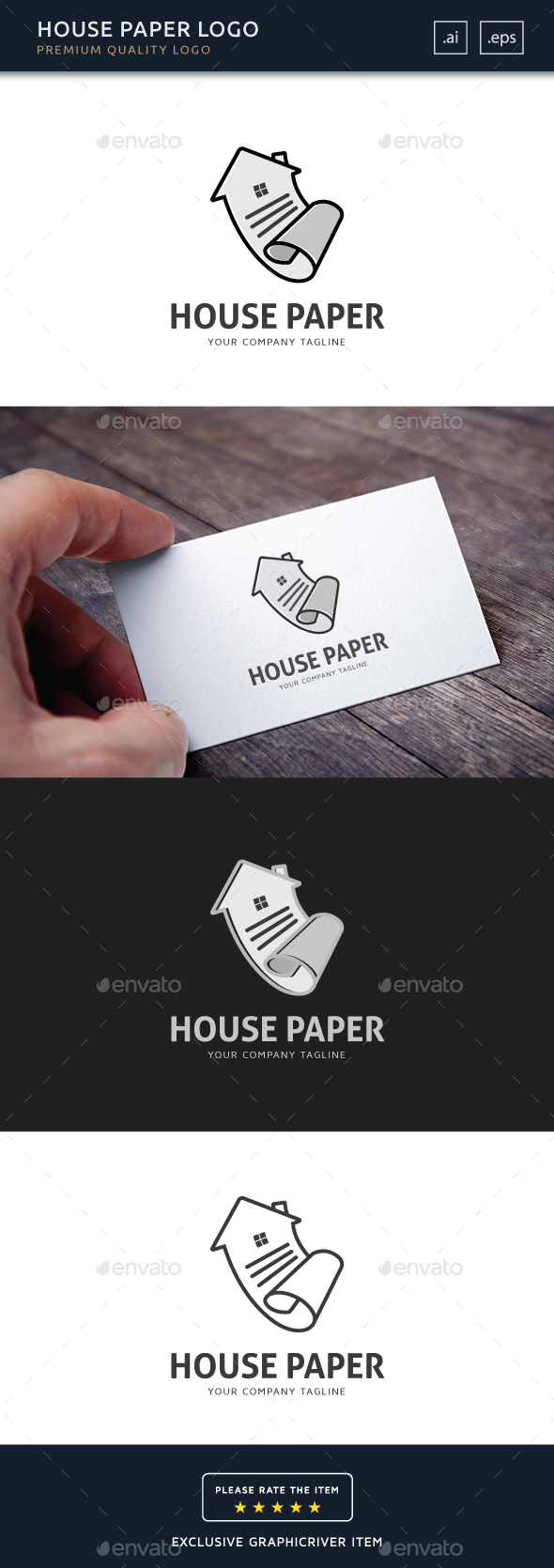 House Paper Logo Template - Buildings Logo Templates