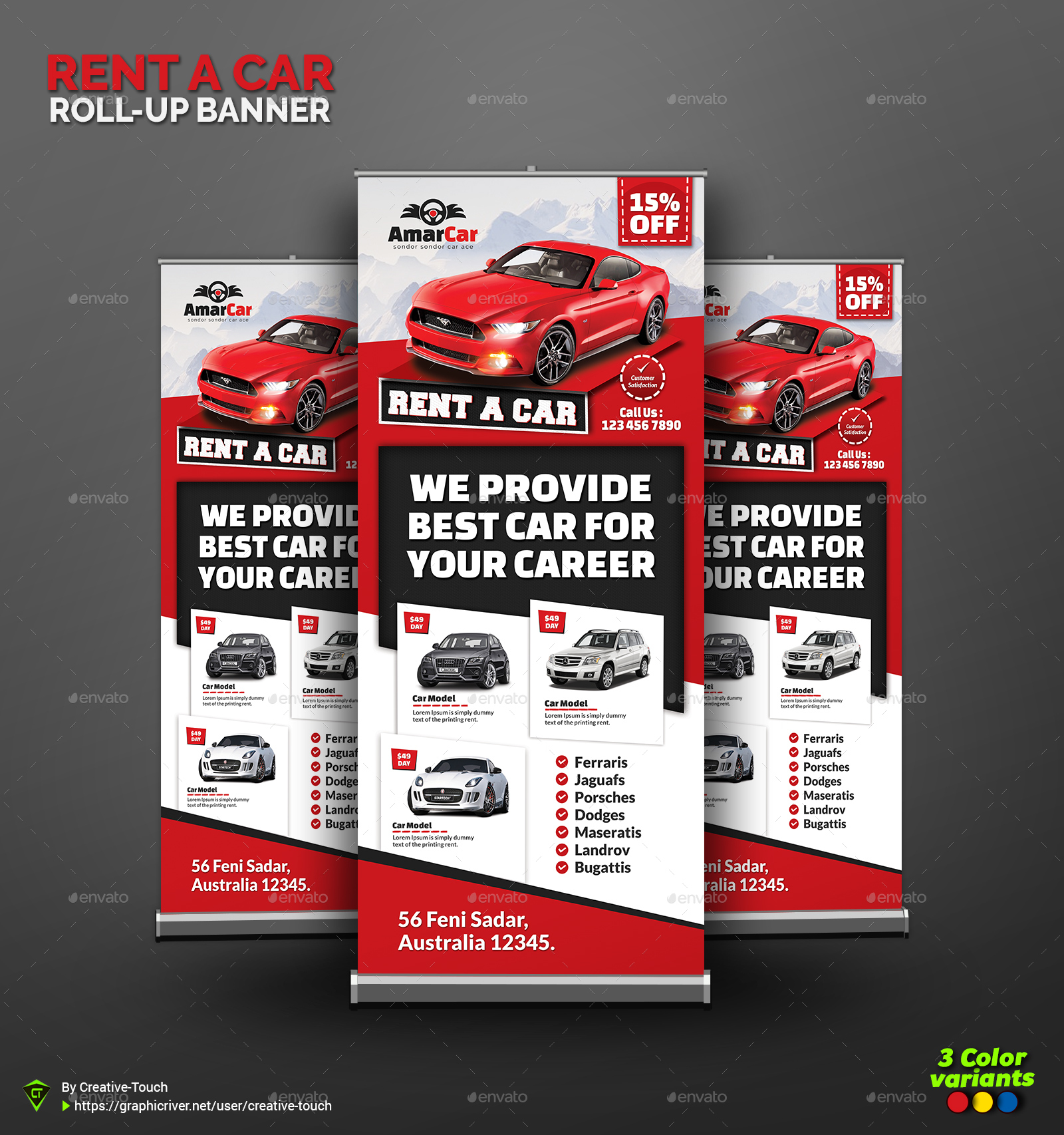 Rent a Car Roll-Up Banner Templates in Signage Templates - product preview 1