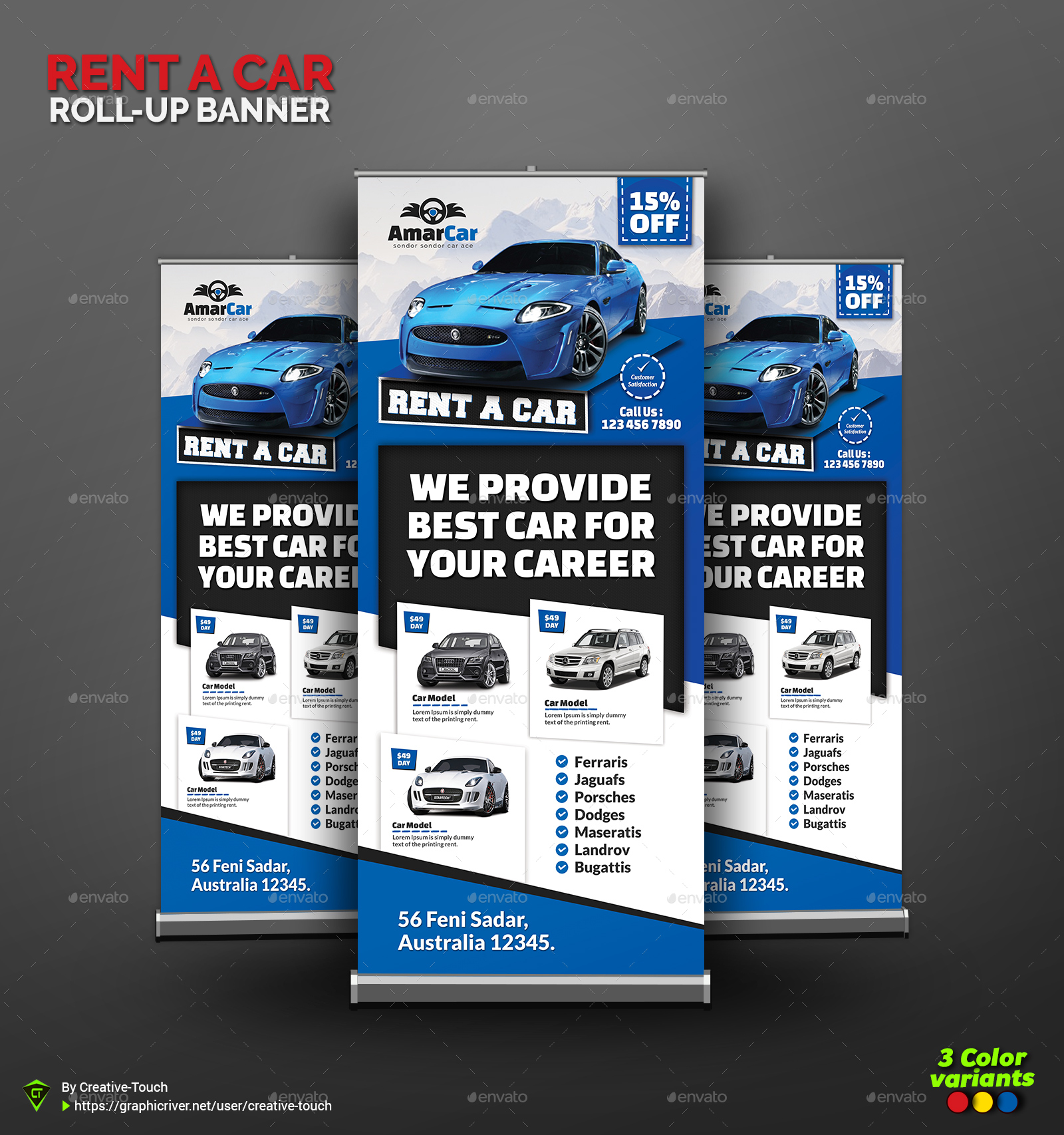 Rent a Car Roll-Up Banner Templates in Signage Templates - product preview 2