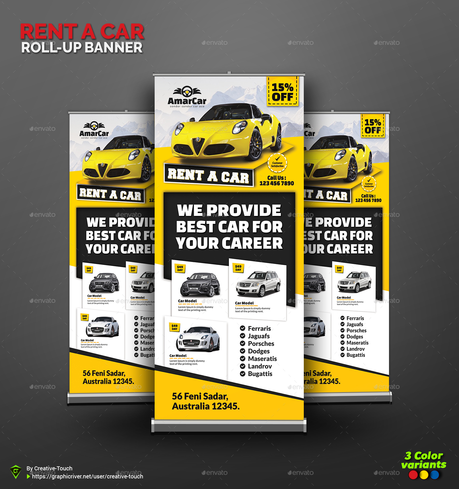 Rent a Car Roll-Up Banner Templates in Signage Templates - product preview 3