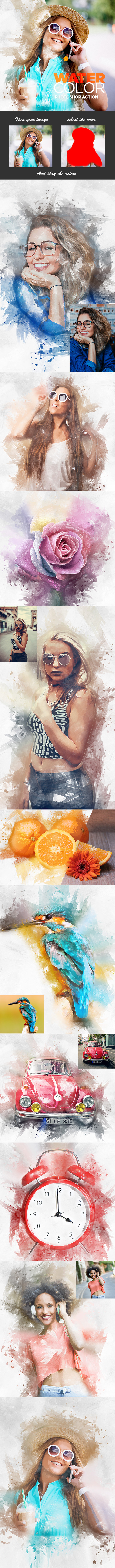 Watercolor Photoshop Action - Photo Effects Actions