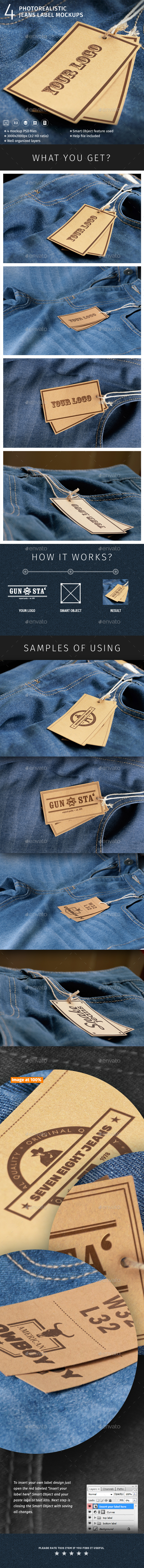 Download 4 Photorealistic Jeans Label Mockups By Valery Medved Graphicriver