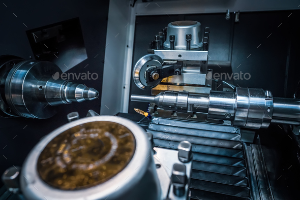 Metalworking CNC milling machine. Cutting metal modern processin - Stock Photo - Images