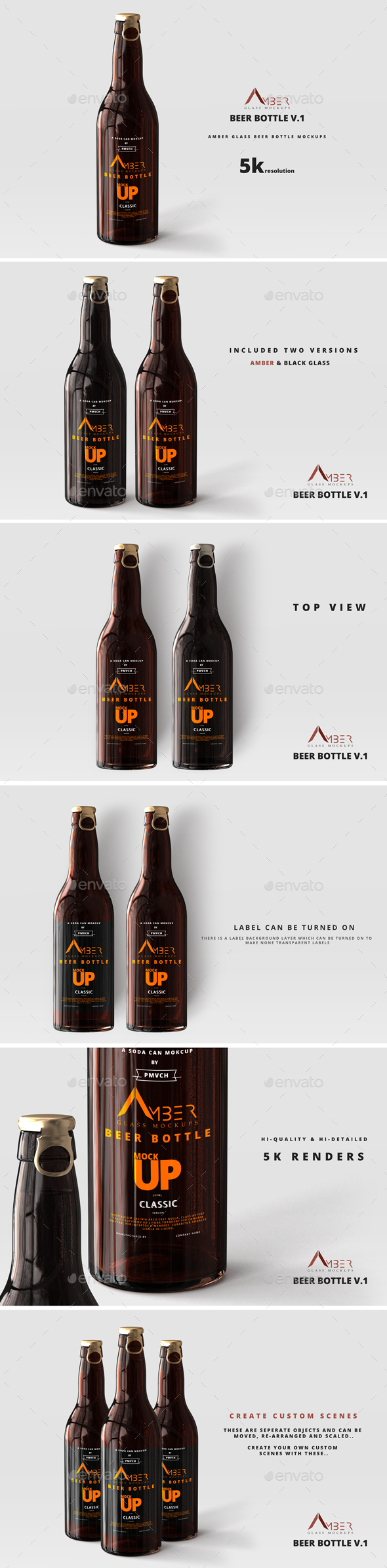 Download Amber Glass Beer Bottle Mockup 01 By Deltatemplates Graphicriver