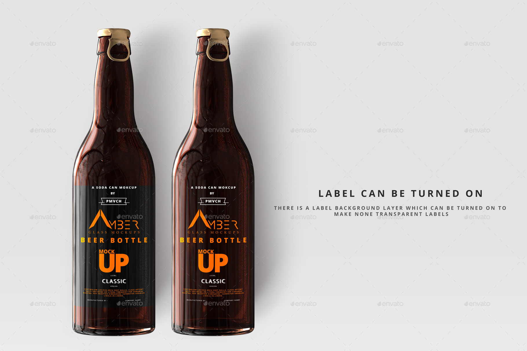 Download Amber Glass Beer Bottle Mockup 01 by pmvch | GraphicRiver