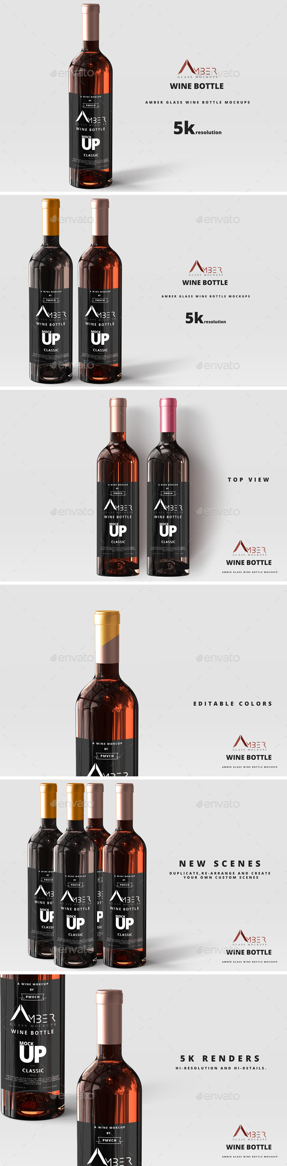 Download Amber Glass Wine Bottle Mockup By Deltatemplates Graphicriver