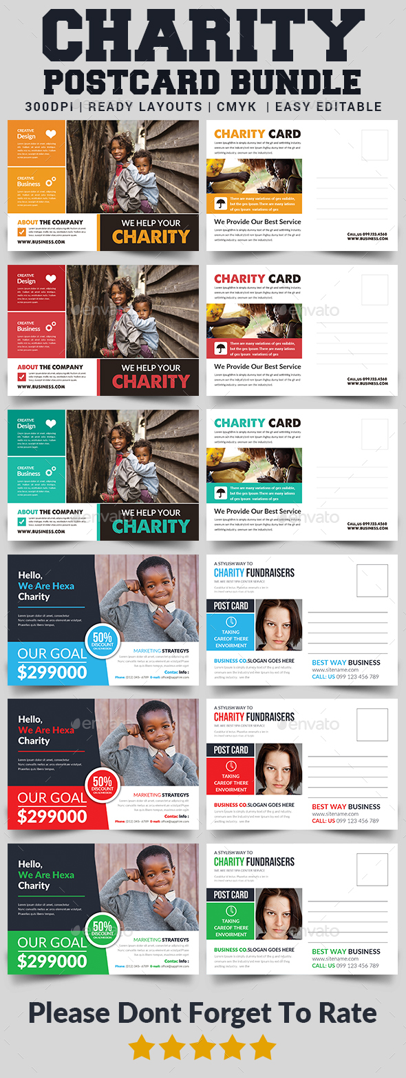Charity Fundraisers Postcard Bundle - Cards & Invites Print Templates