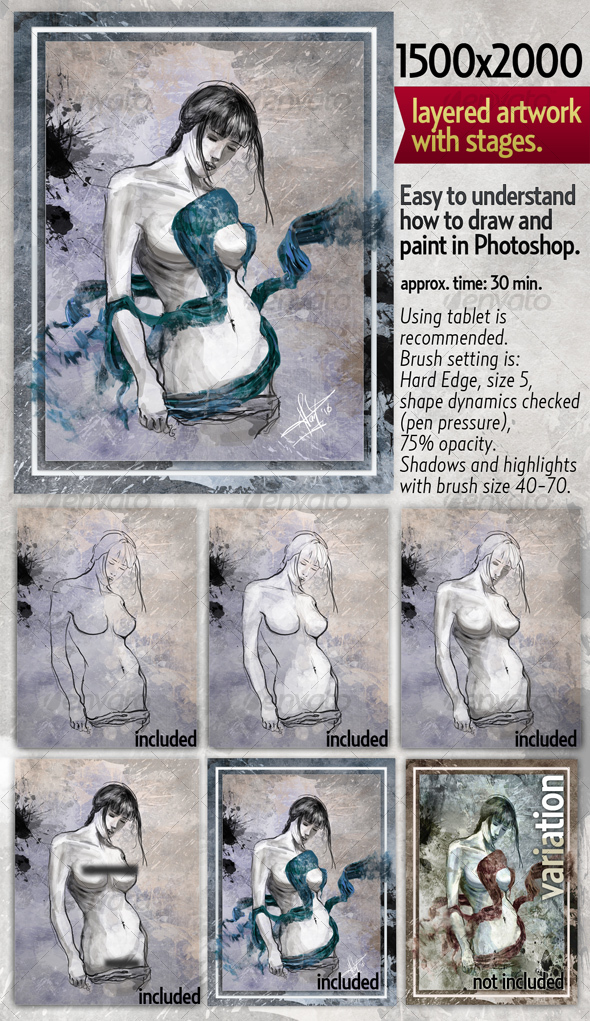 Layered Original Artwork in stages of progress - Backgrounds Graphics