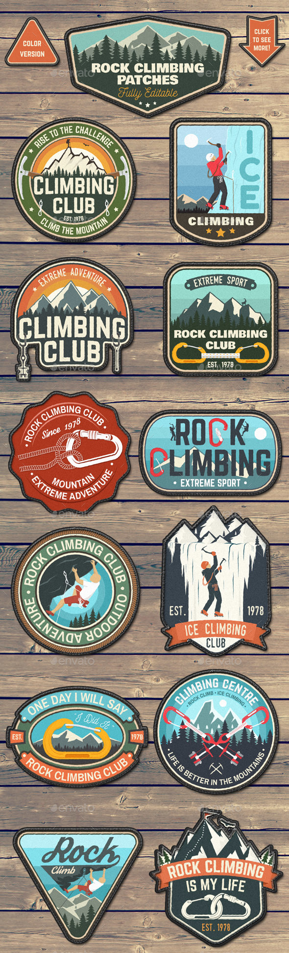 Rock Climbing Patches - Badges & Stickers Web Elements