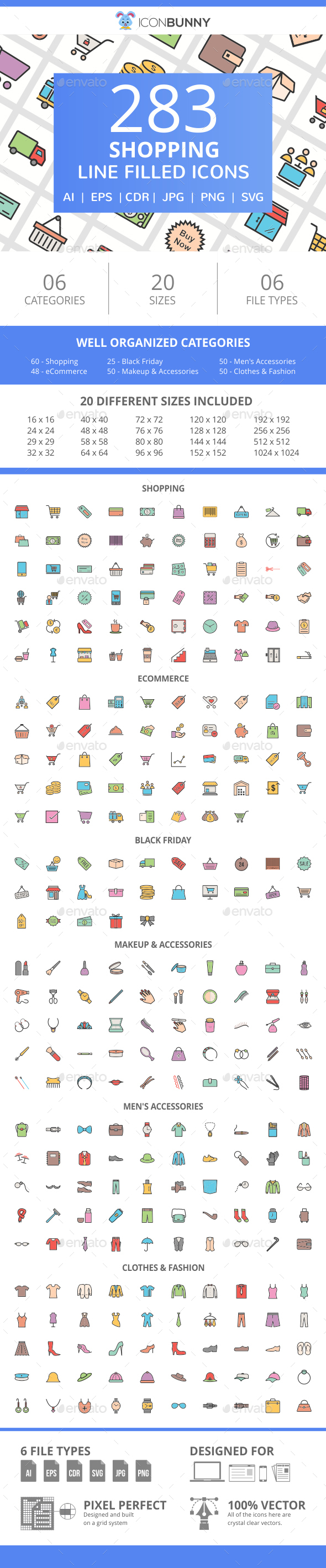 283 Shopping Filled Line Icons - Icons