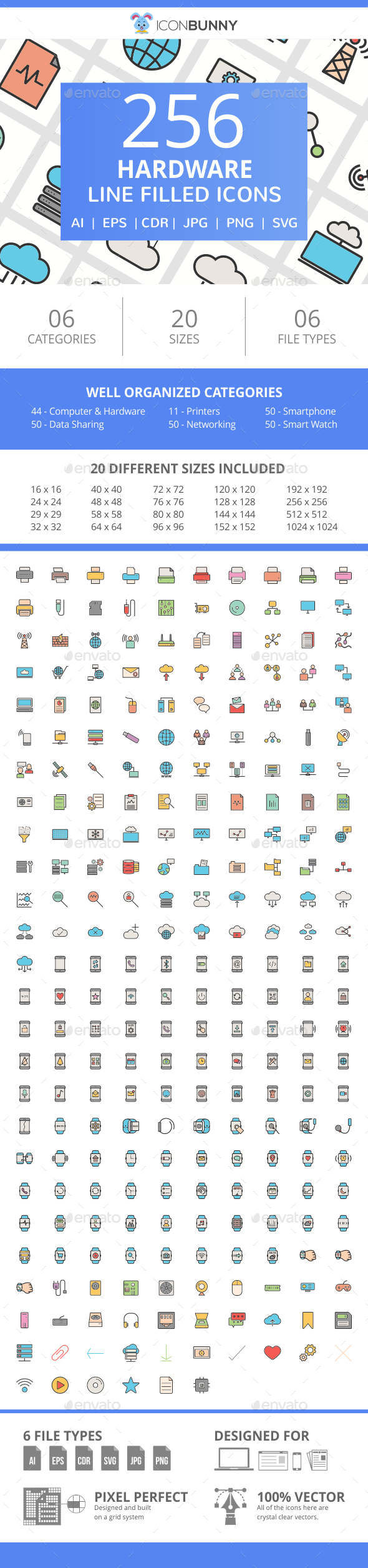 255 Hardware Filled Line Icons - Icons