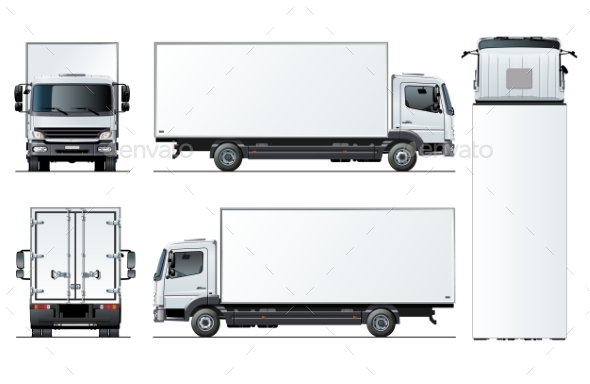 Vector Truck Template Isolated on White Background - Man-made Objects Objects