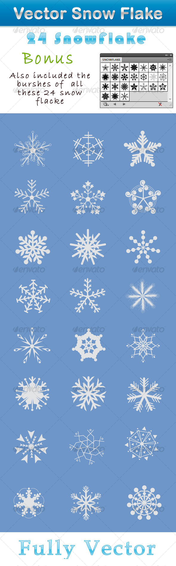 24 Snowflake - Decorative Symbols Decorative
