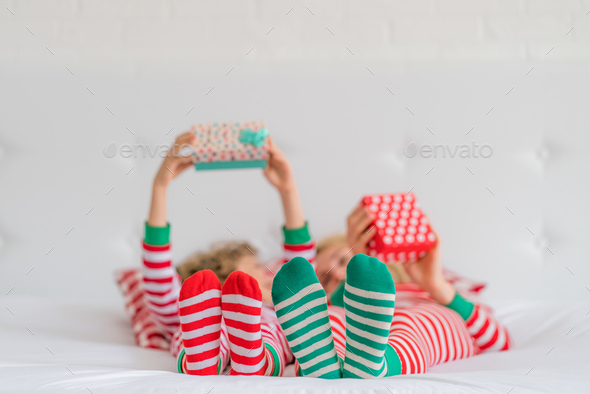 Happy family in Christmas eve - Stock Photo - Images