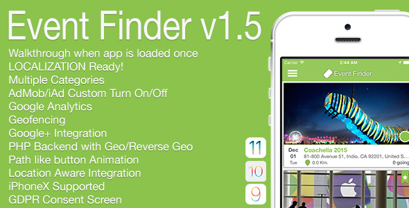 Event Finder Full iOS Application v1.5 - CodeCanyon Item for Sale