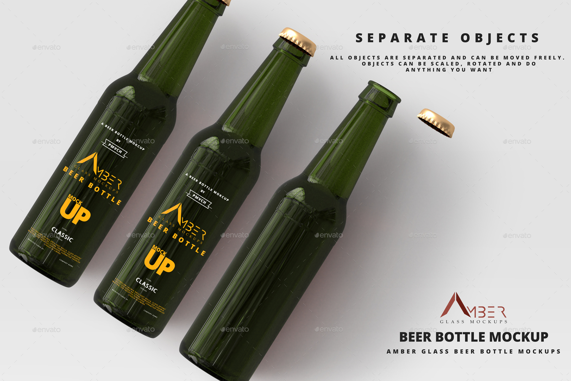 Download Amber Glass Beer Bottle Mockup 03 By Deltatemplates Graphicriver