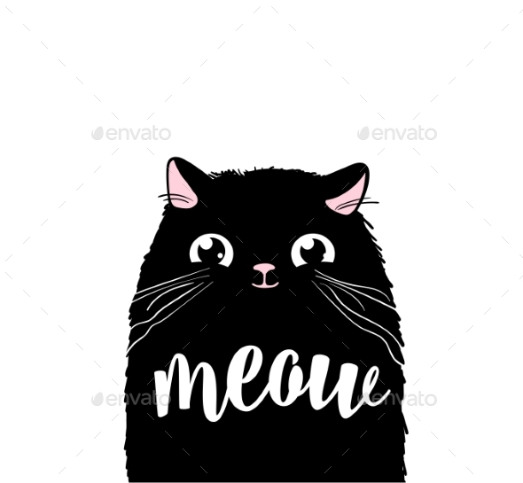 Black Cat Drawing Vectors from GraphicRiver