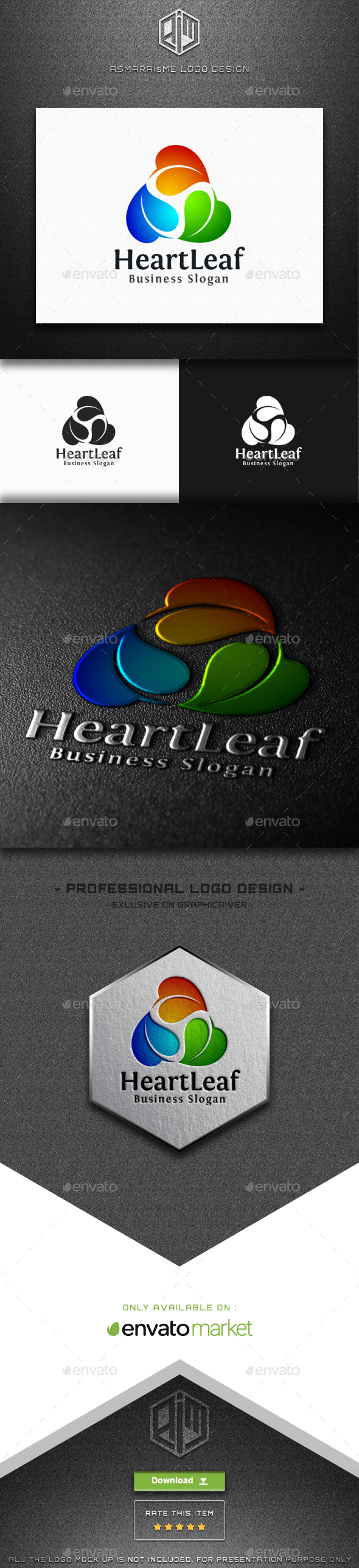 Heart Leaf Logo - Nature Logo Templates