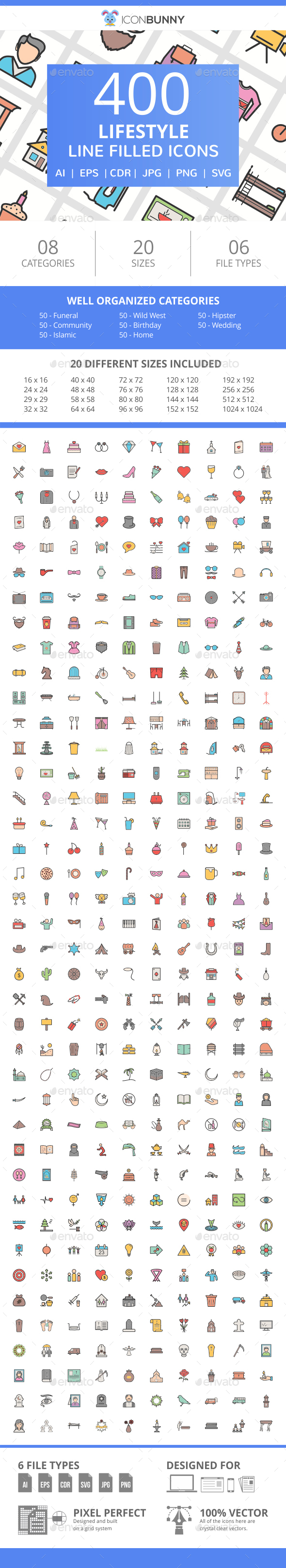 400 Lifestyle Filled Line Icons - Icons