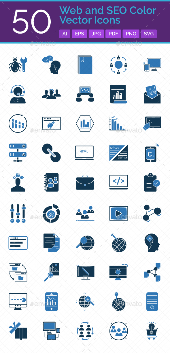 50 Web and SEO Vector Icons Set - Icons