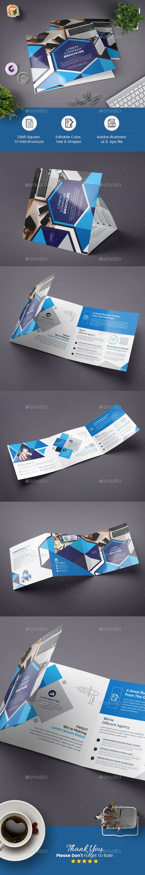 Geometric Square Tri-Fold Brochure - Corporate Brochures