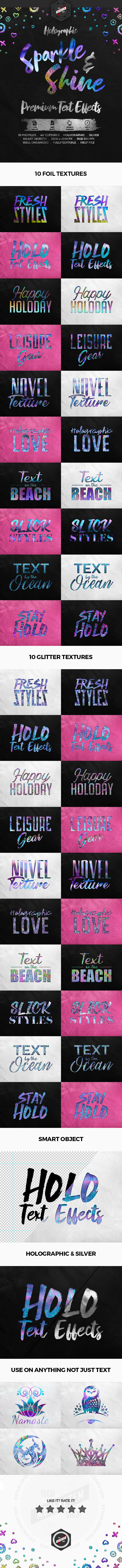 Sparkle & Shine Holographic Text Effects - Text Effects Styles