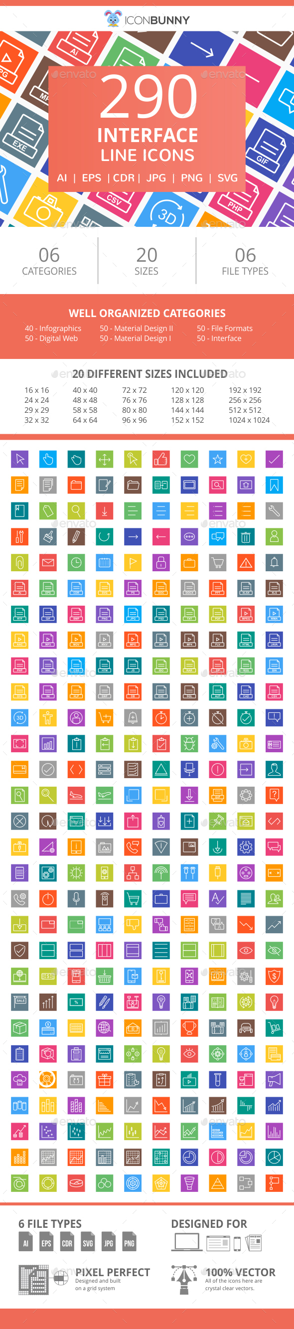 290 Interface Line Multicolor B/G Icons - Icons