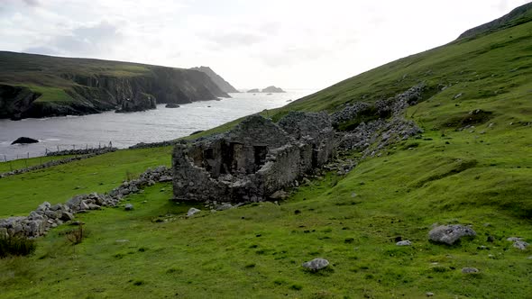Abandoned Village at An Port Between Ardara and Glencolumbkille in County Donegal  Ireland alt