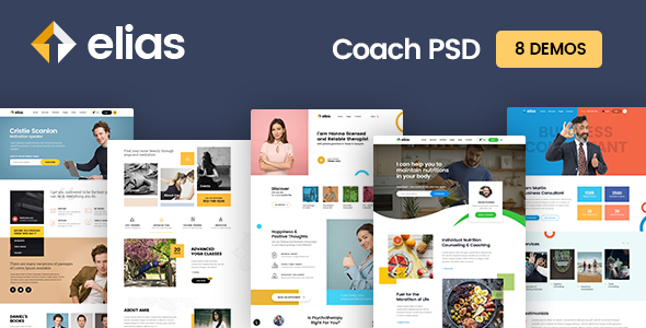 Elisa: Coach PSD template, Yoga Coach, Fitness coach, Motivation coach, Health Coach etc (8 Demos) - Corporate PSD Templates