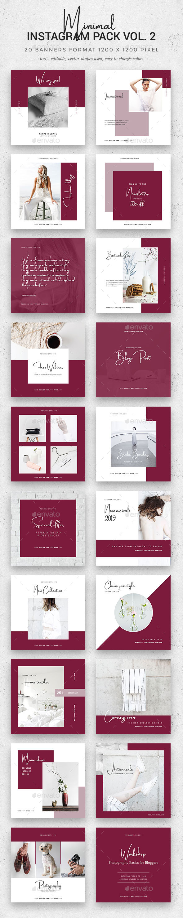 Minimal Instagram Pack Vol.2 - Social Media Web Elements