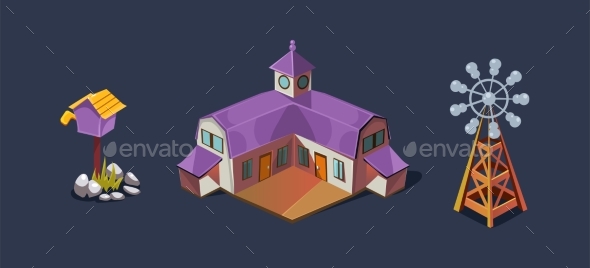 Village Farm House and Windmill - Miscellaneous Vectors