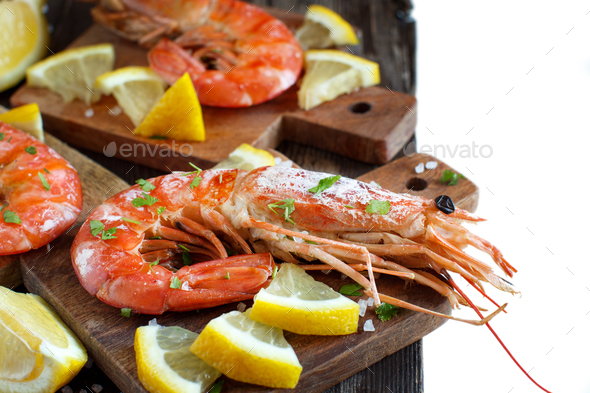 Grilled shrimps close up Stock Photo by katrinshine | PhotoDune