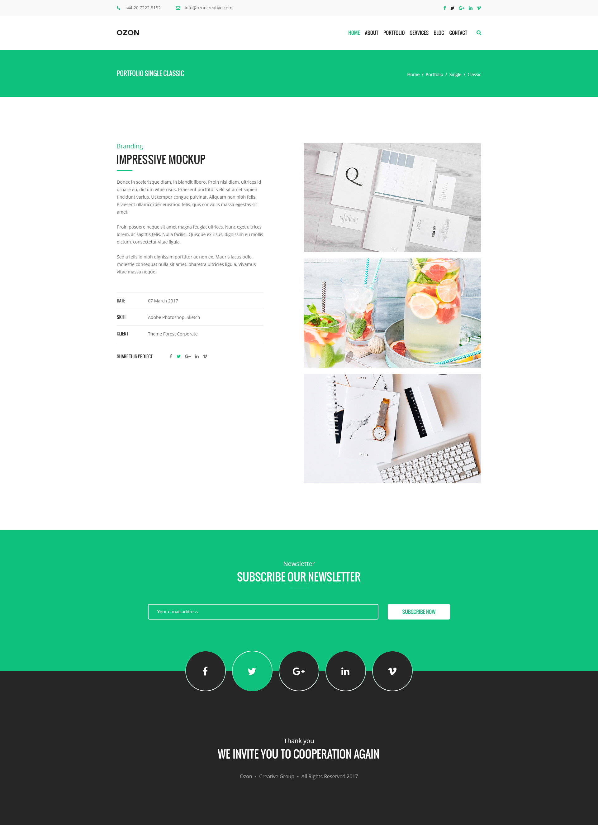 Ozon – Business and Creative Agency PSD Temaplate
