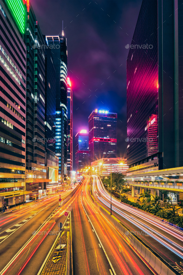 Street traffic in Hong Kong at night Stock Photo by f9photos | PhotoDune