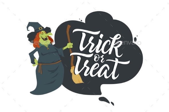 Trick or Treat - Modern Colorful Vector Poster - Halloween Seasons/Holidays