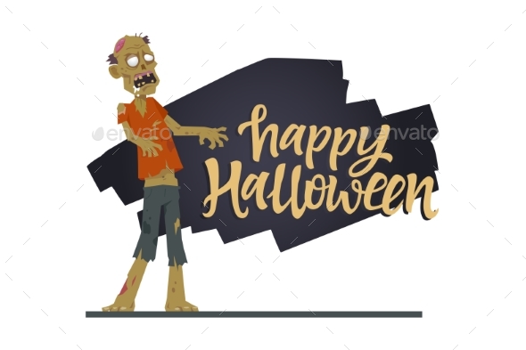 Happy Halloween Poster - Modern Cartoon Character - Halloween Seasons/Holidays