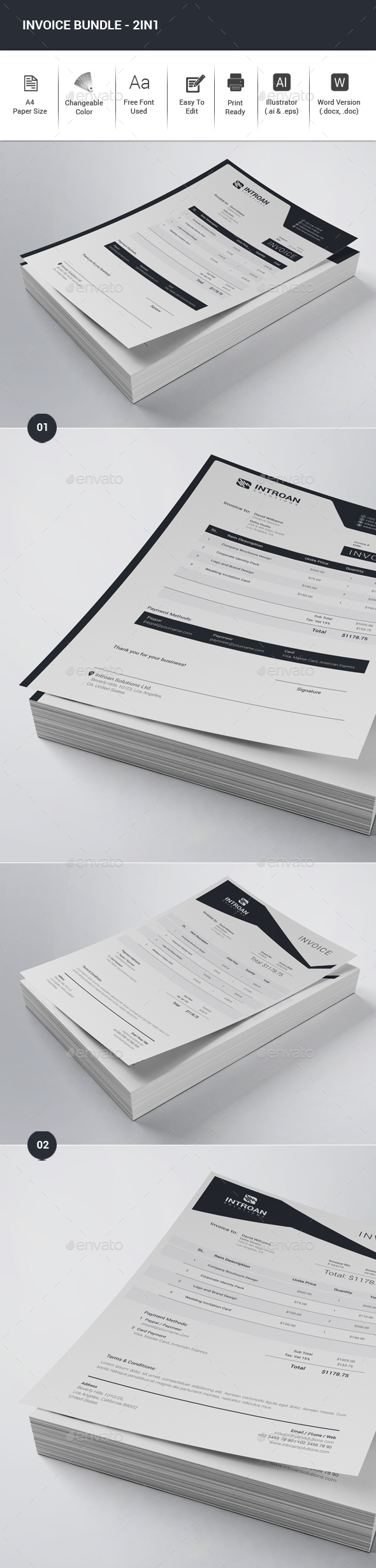 Invoice Bundle - 2in1 - Proposals & Invoices Stationery