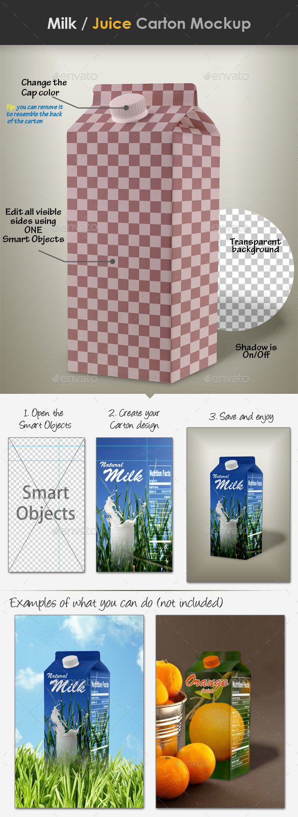 Milk / Juice Carton Mockup - Food and Drink Packaging