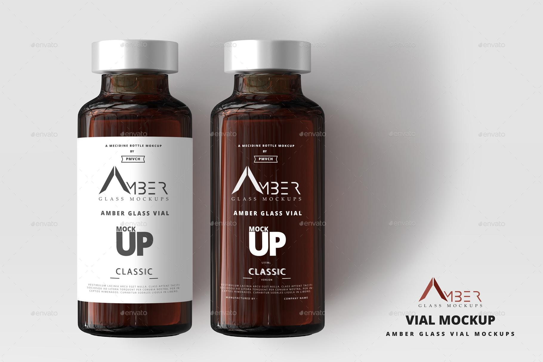 Download Amber Glass Vial Mockup by DeltaTemplates | GraphicRiver