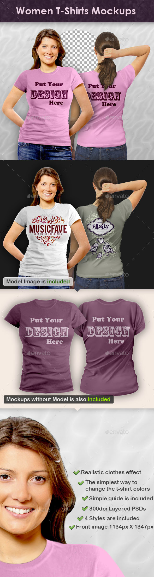 Women T-Shirts Mockups - T-shirts Apparel