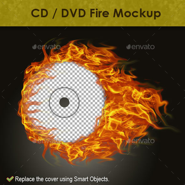 CD / DVD Fire Mockup - Discs Packaging