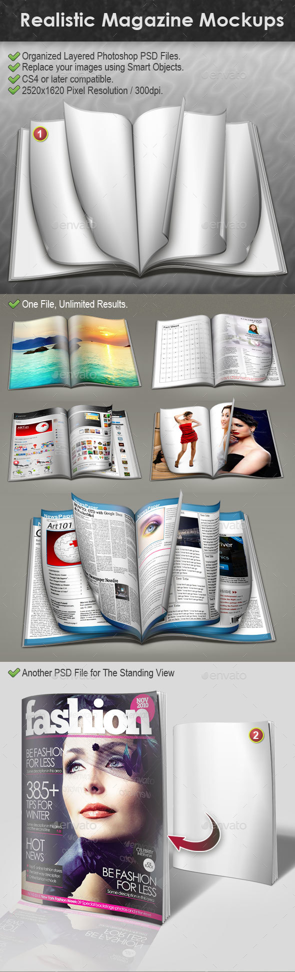 Realistic Magazine Mockups - Magazines Print
